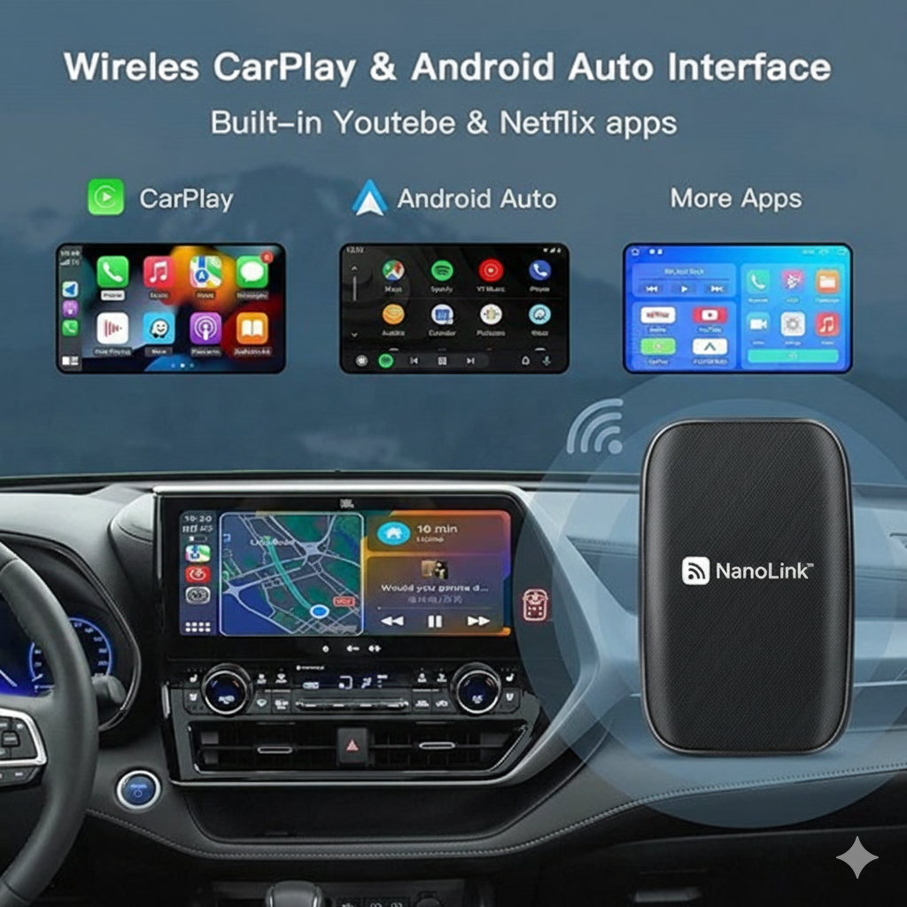 NanoLink™ Mini Adaptador CarPlay Wireless [Conexión Rápida y Estable ]